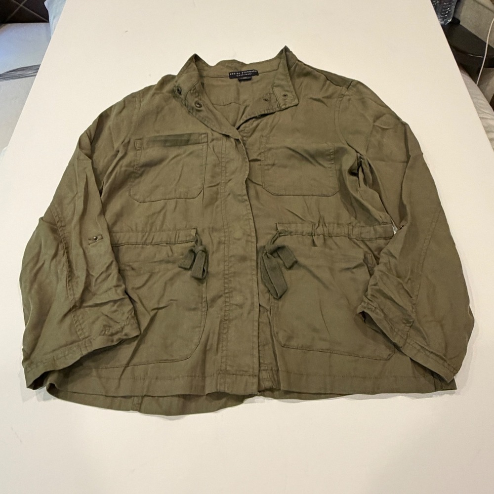 Sanctuary Social Standard Women's M Olive Tencel Utility Jacket Military Safari